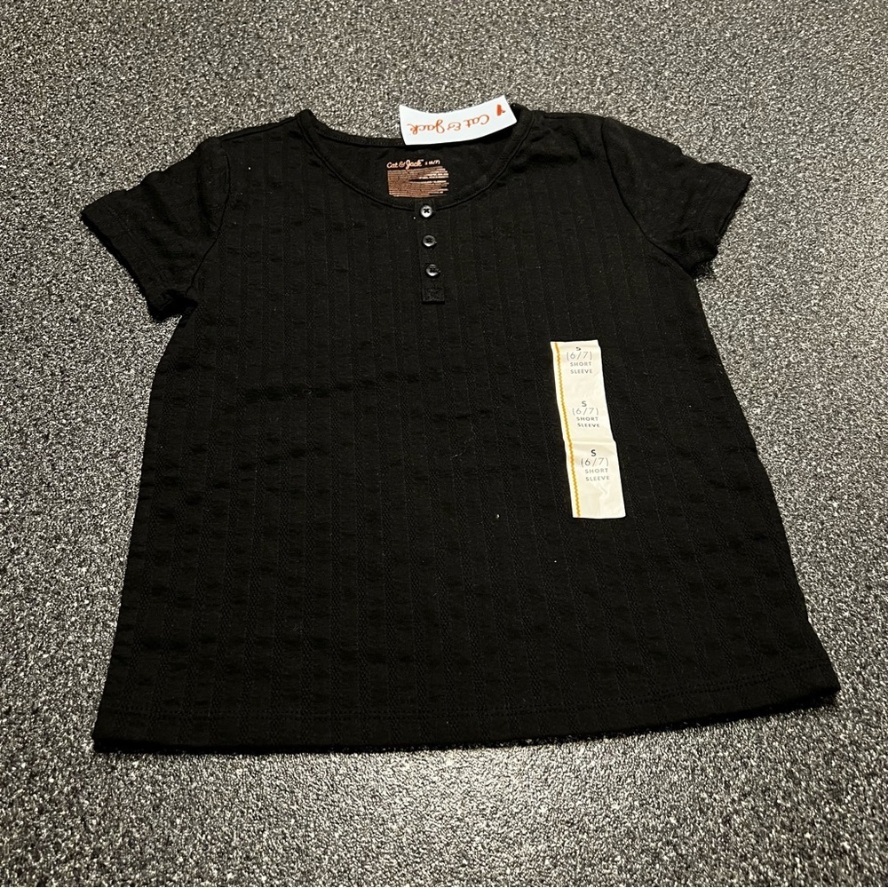 ❤️3/$15 NWT Cat& Jack Girl's Black Top- S(6-7)